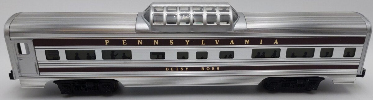 Lionel 6-9573 O Pennsylvania RR "Betsy Ross" Aluminum Vista Dome Passenger Car EX/Box