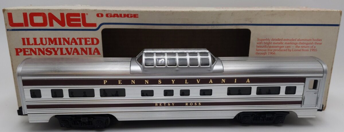 Lionel 6-9573 O Pennsylvania RR "Betsy Ross" Aluminum Vista Dome Passenger Car EX/Box