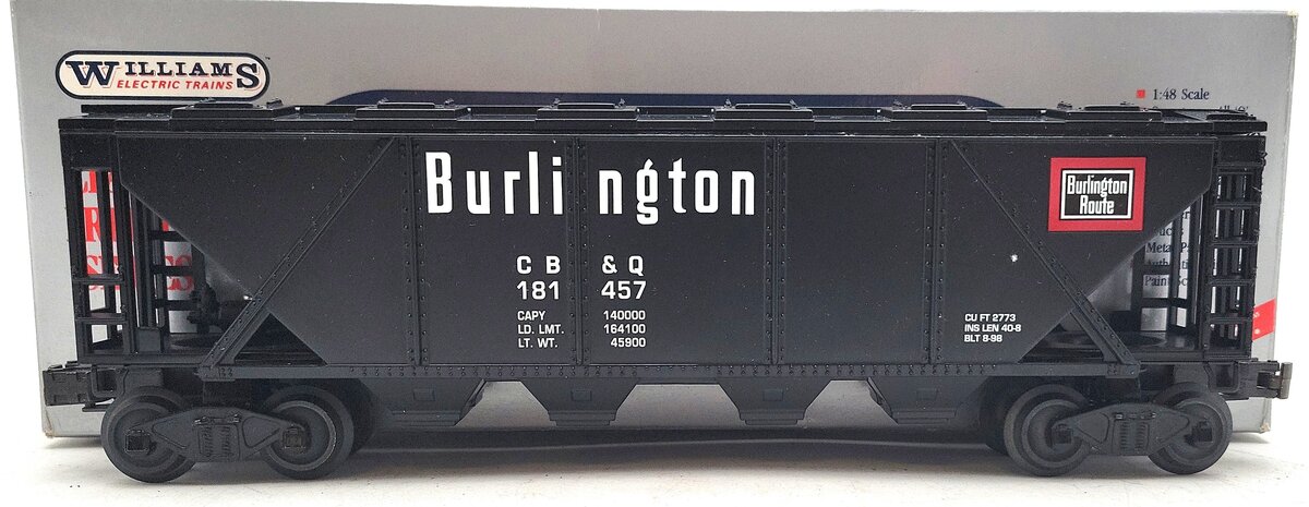 Williams HC02 Burlington Quad Hopper w/Cover & Coal Load #181457 LN/Box