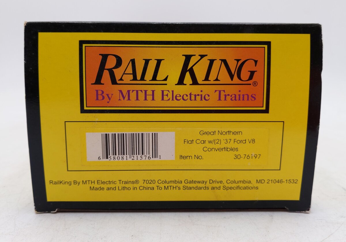 MTH 30-76197 Great Northern Flat Car with 2 '37 Ford V8 Convertibles EX/Box
