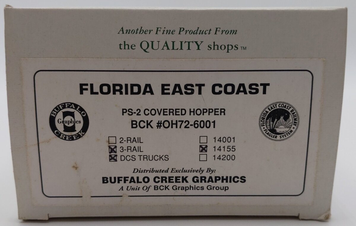 Crown OH72-6001 O Gauge Florida East Coast PS-2 Covered Hopper #14155 (3 Rail) EX/Box