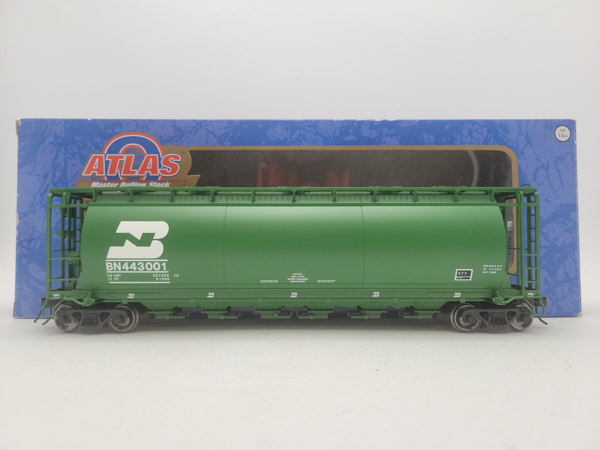 Atlas 3002223-1 O Burlington Northern Cylindrical Hopper Car #443001 (2 Rail) LN/Box