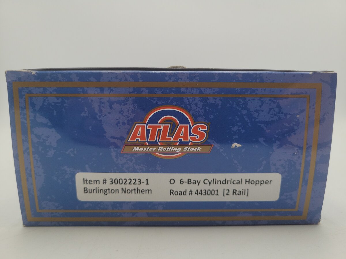 Atlas 3002223-1 O Burlington Northern Cylindrical Hopper Car #443001 (2 Rail) LN/Box