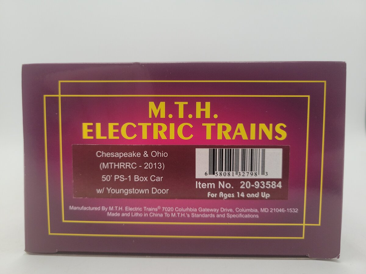 MTH 20-93584 Chesapeake & Ohio 50' PS-1 Box Car w/Youngstown Door #21299 EX/Box