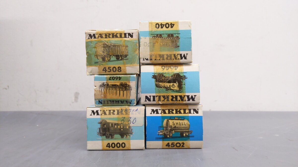 Marklin HO Assorted Freight Cars 4502, 4508, 4000, 4646, 4607, 4040 [6] EX/Box
