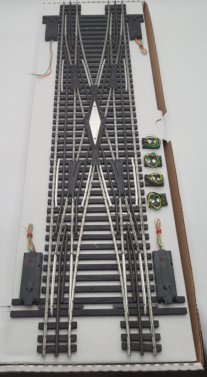 Ross 175M O Gauge Double Crossover with Dz1000 Switch Turnout EX/Box