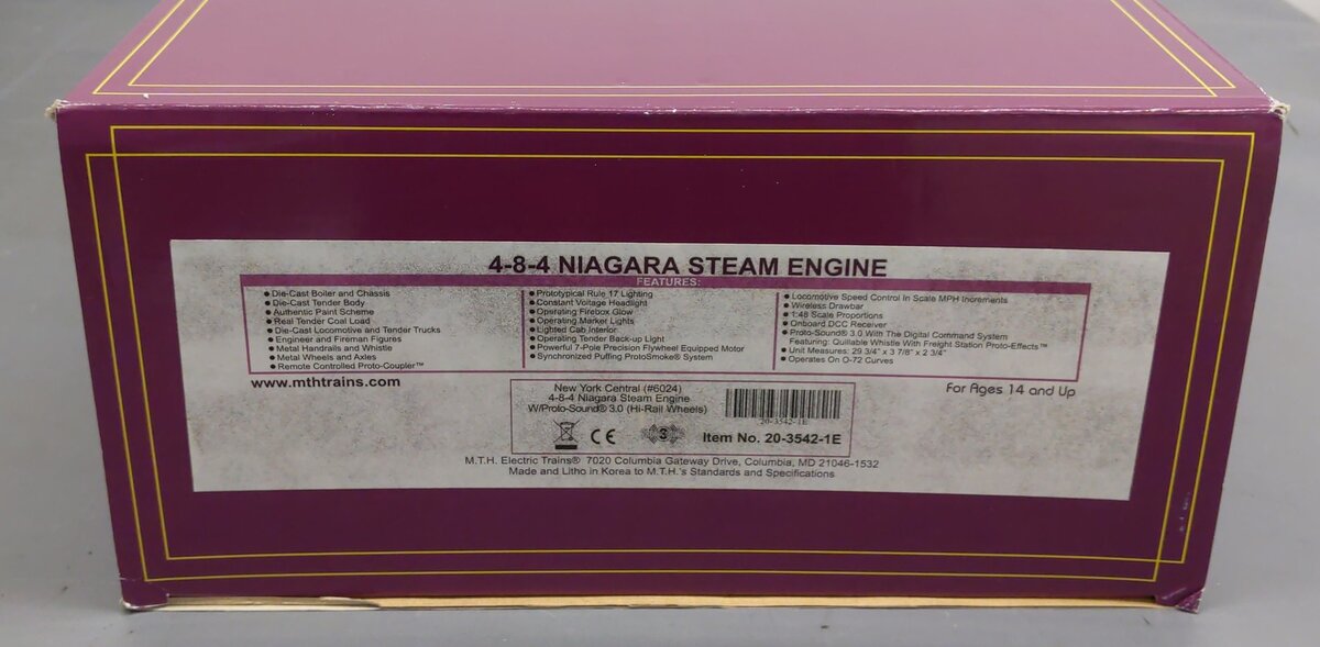 MTH 20-3542-1 O Gauge NYC 4-8-4 Niagara Steam Locomotive Reefer Set w/PS3 LN/Box
