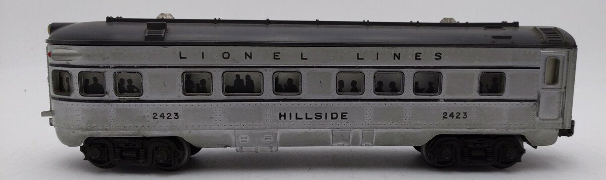 Lionel 2423 Vintage O Lionel Lines Hillside Lighted Observation Car w/Silvr Roof VG