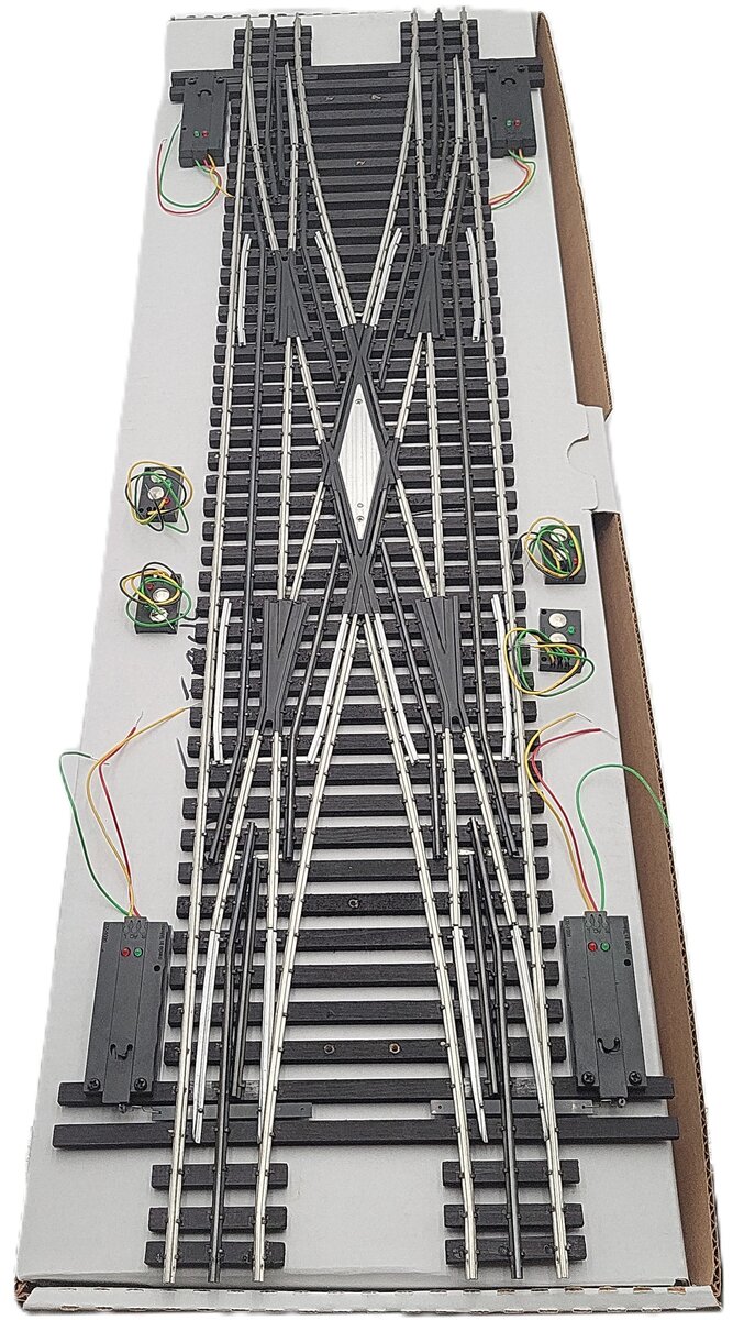 Ross 175M O Gauge Double Crossover with Dz1000 Switch Turnout EX/Box