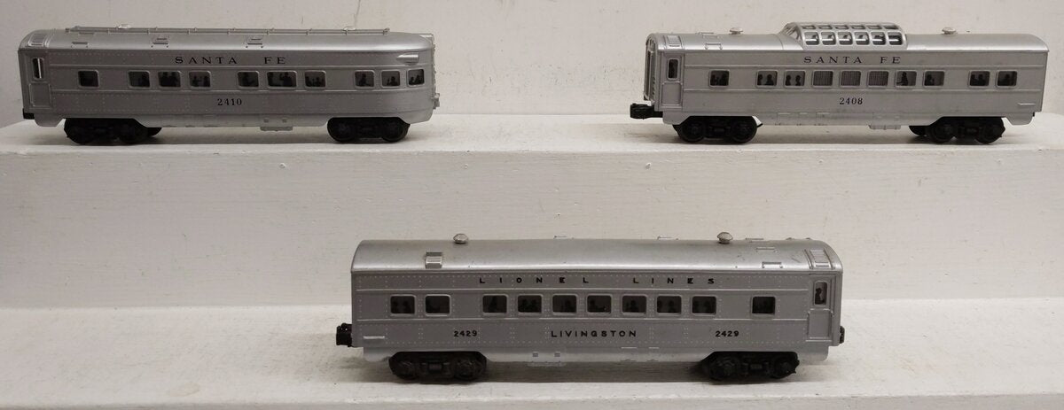 Lionel 2408S Vintage O Gauge Santa Fe Steamline Passenger Cars: 2408, 2429, 2410 EX
