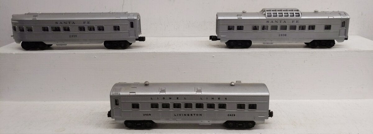 Lionel 2408S Vintage O Gauge Santa Fe Steamline Passenger Cars: 2408, 2429, 2410 EX
