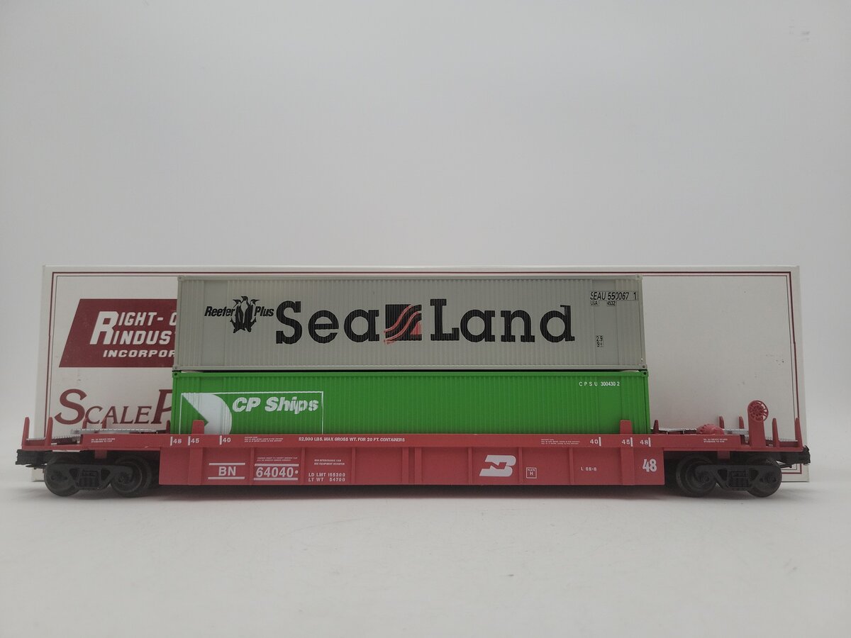 Right-of-Way 64040 Burlington Northern Double Deep Well Stack Flatcar EX/Box