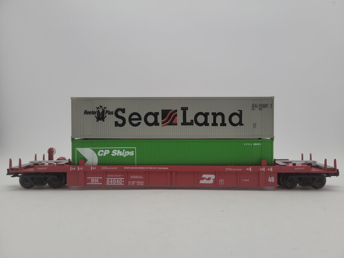 Right-of-Way 64040 Burlington Northern Double Deep Well Stack Flatcar EX/Box