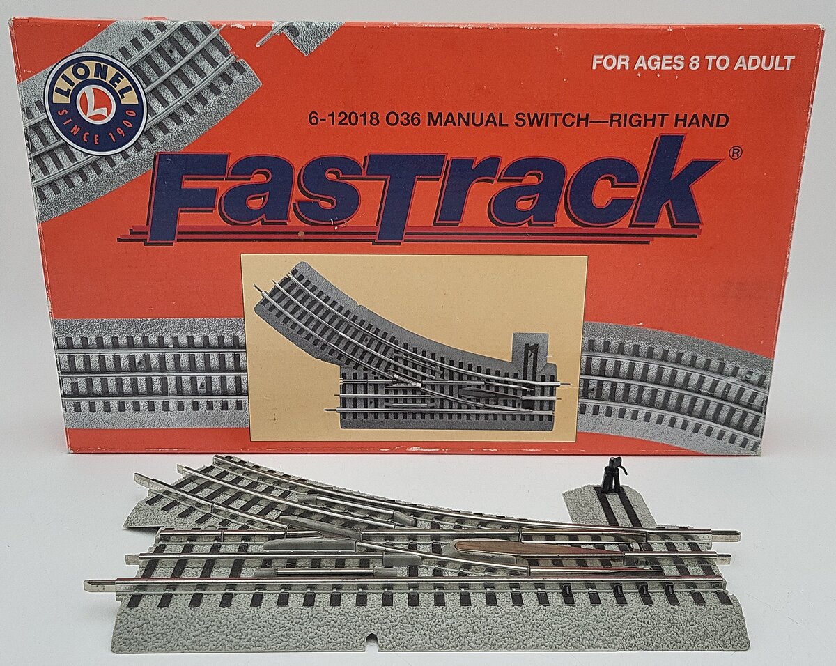 Lionel 6-12018 O-36 Right Hand Manual FasTrack Switch Turnout EX/Box