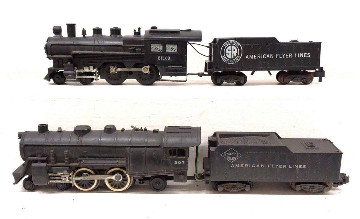 American Flyer Vintage S Gauge Steam Locomotives: 21168, 307 [2] VG