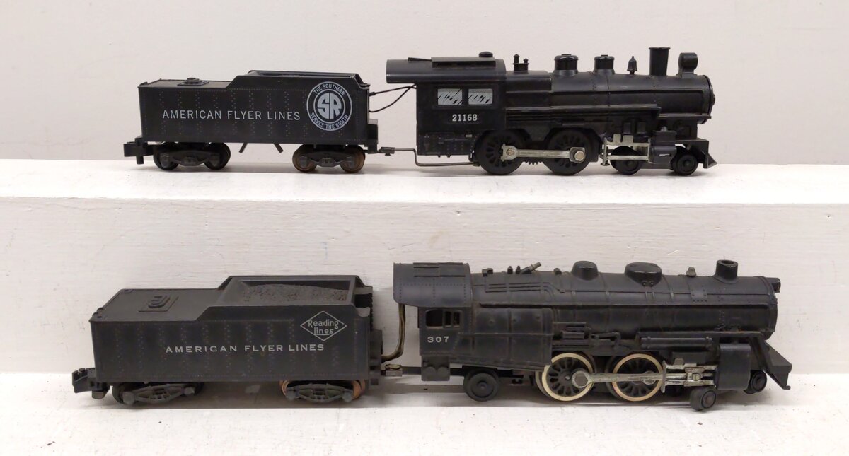 American Flyer Vintage S Gauge Steam Locomotives: 21168, 307 [2] VG