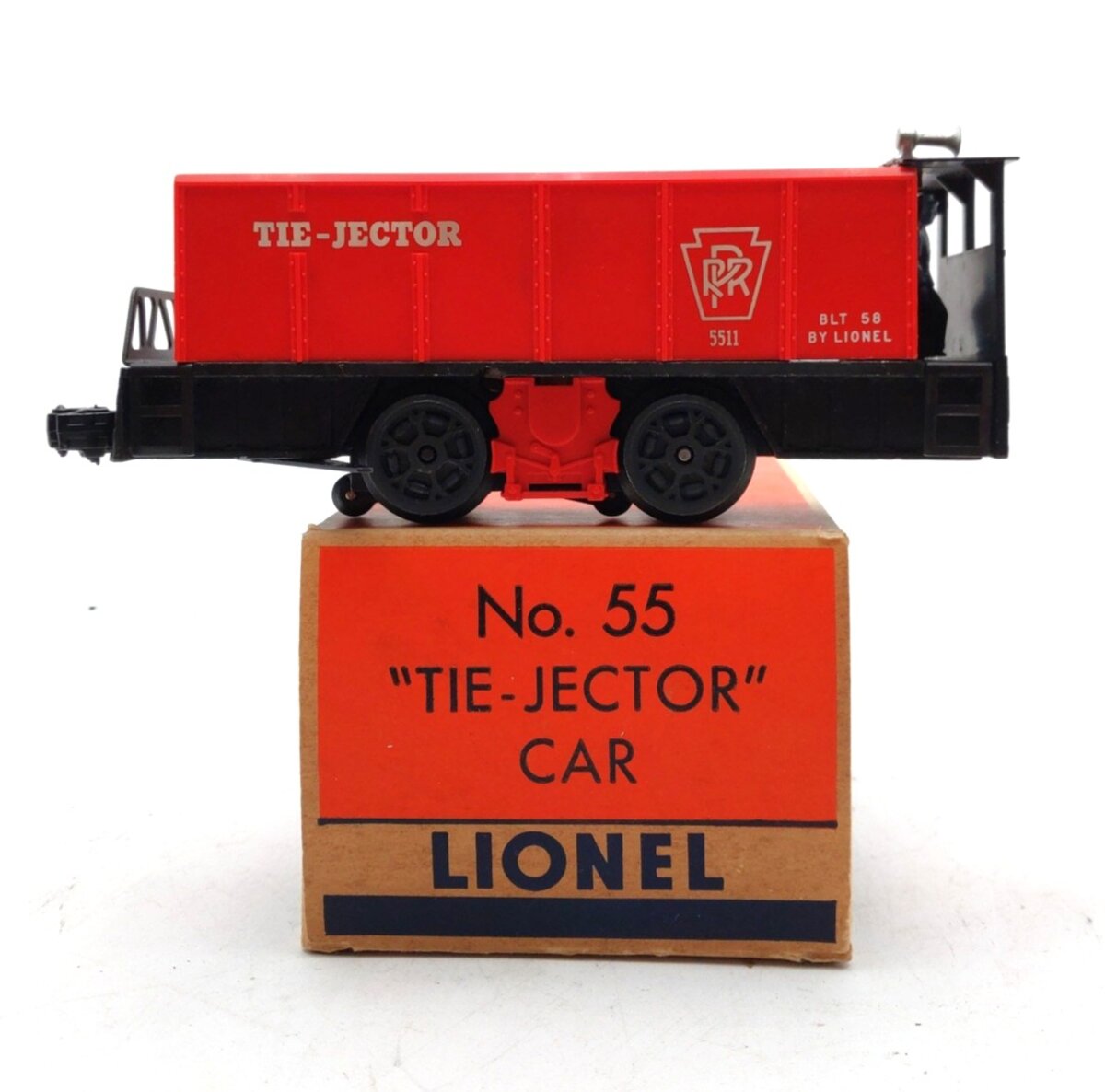Lionel 55 Vintage O Gauge Postwar Pennsylvania Railroad Operating Tie-Jector Car VG/Box