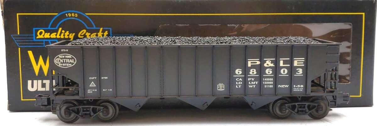 Weaver 4032 O scale P&LE Hi Rail 3 Bay Coal Car #68603 VG/Box