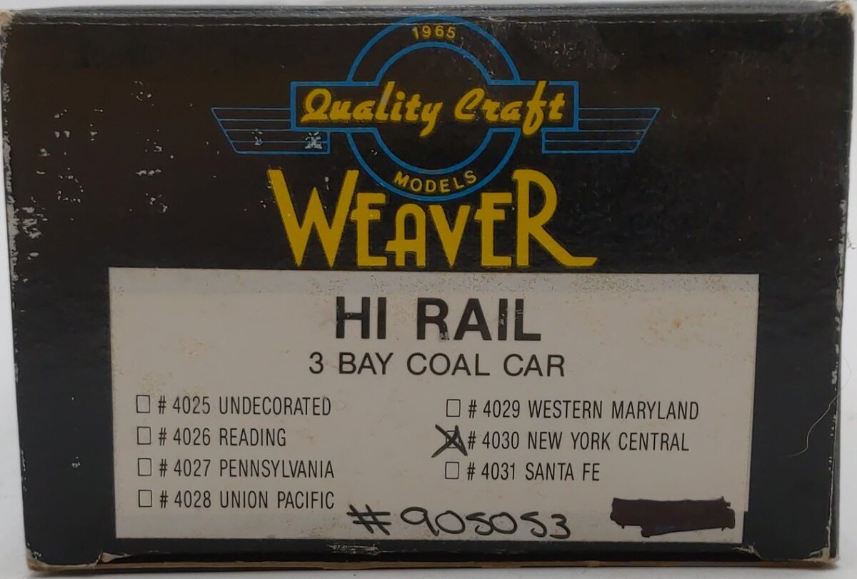 Weaver 4030 New York Central 3 Bay Hopper No. 905053 VG/Box