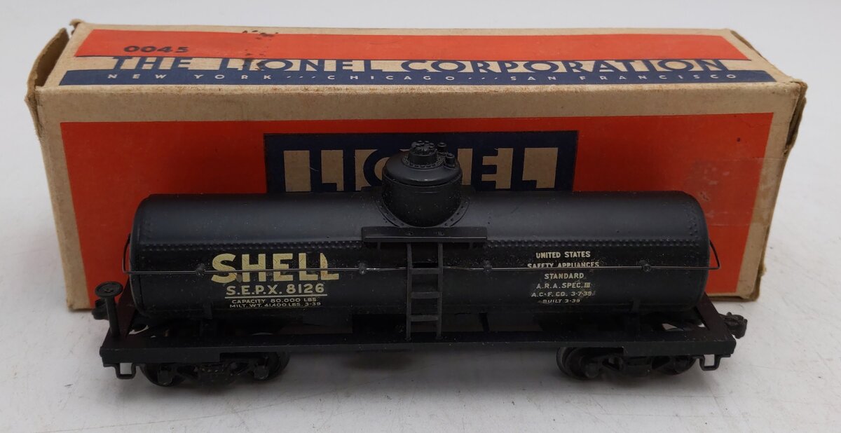 Lionel 0045 OO Gauge Vintage Prewar Shell Tank Car EX/Box