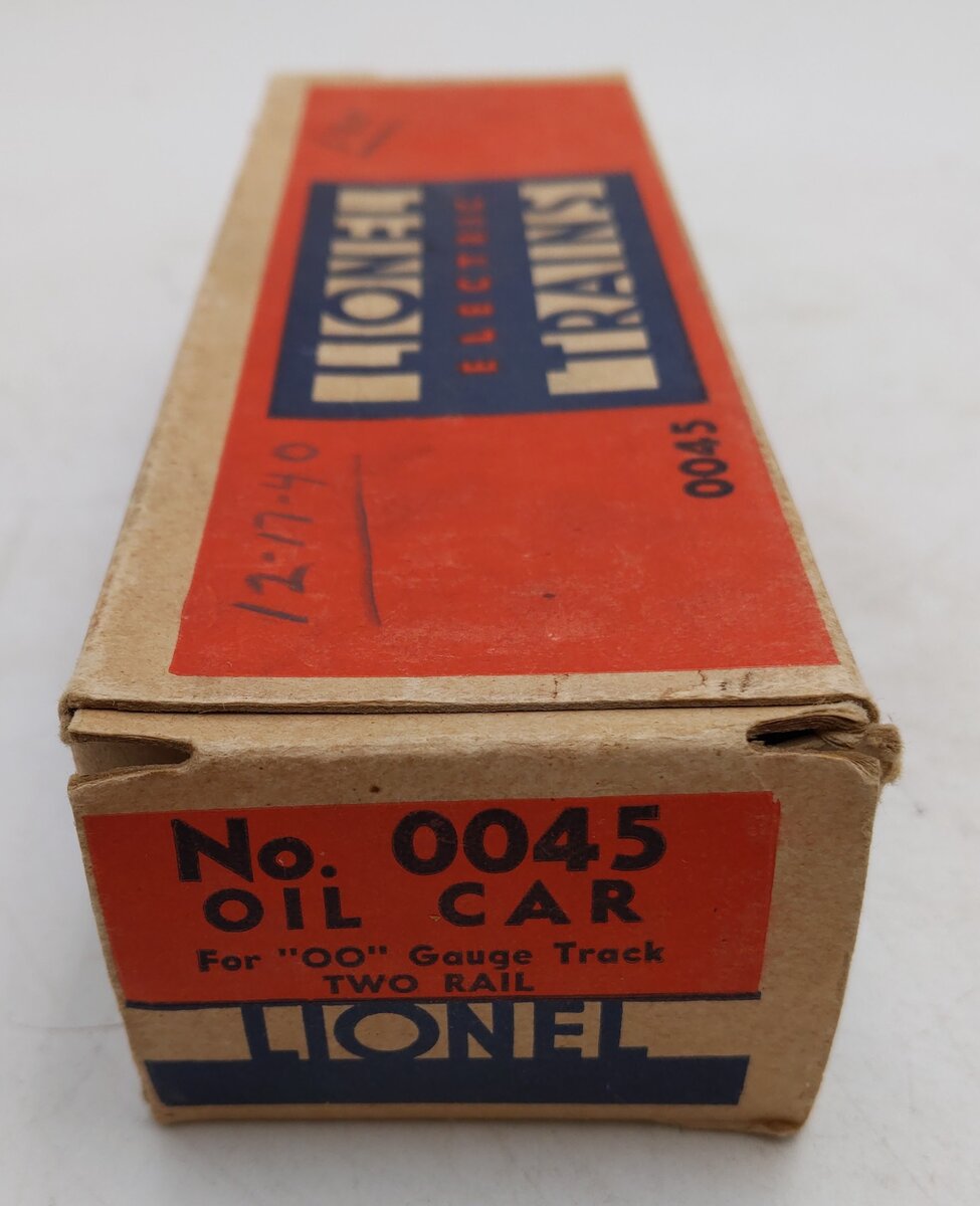 Lionel 0045 OO Gauge Vintage Prewar Shell Tank Car EX/Box