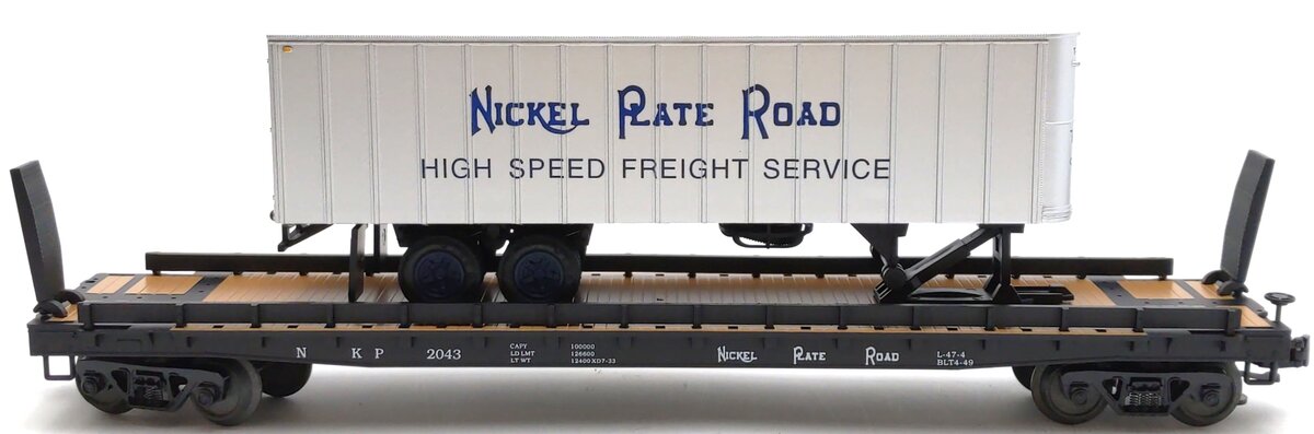 Weaver 2043 O Gauge Nickel Plate Road 50' Flat Car w/ 35' Silver Trailer LN/Box