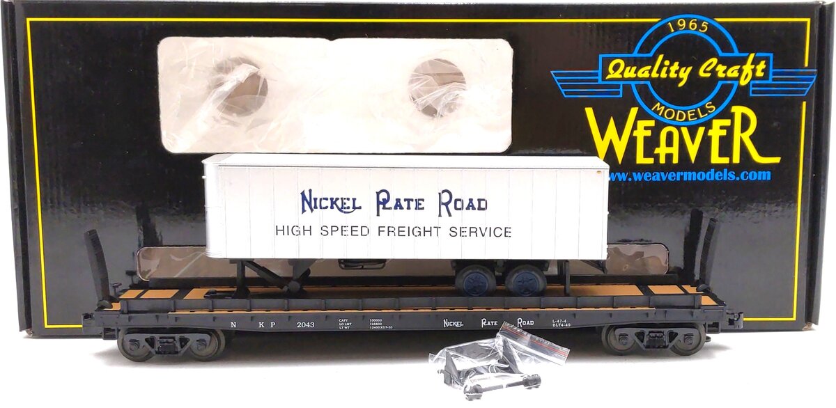 Weaver 2043 O Gauge Nickel Plate Road 50' Flat Car w/ 35' Silver Trailer LN/Box