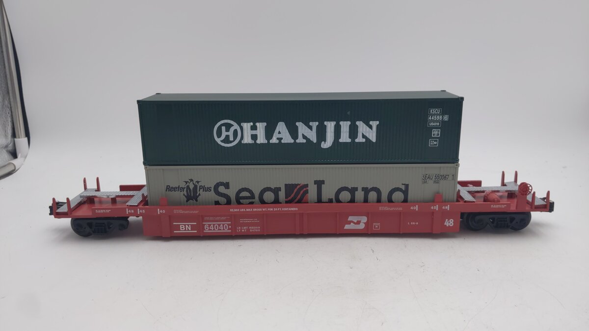 Right-of-Way 64040 Burlington Northern Double Deep Well Stack Flatcar EX/Box