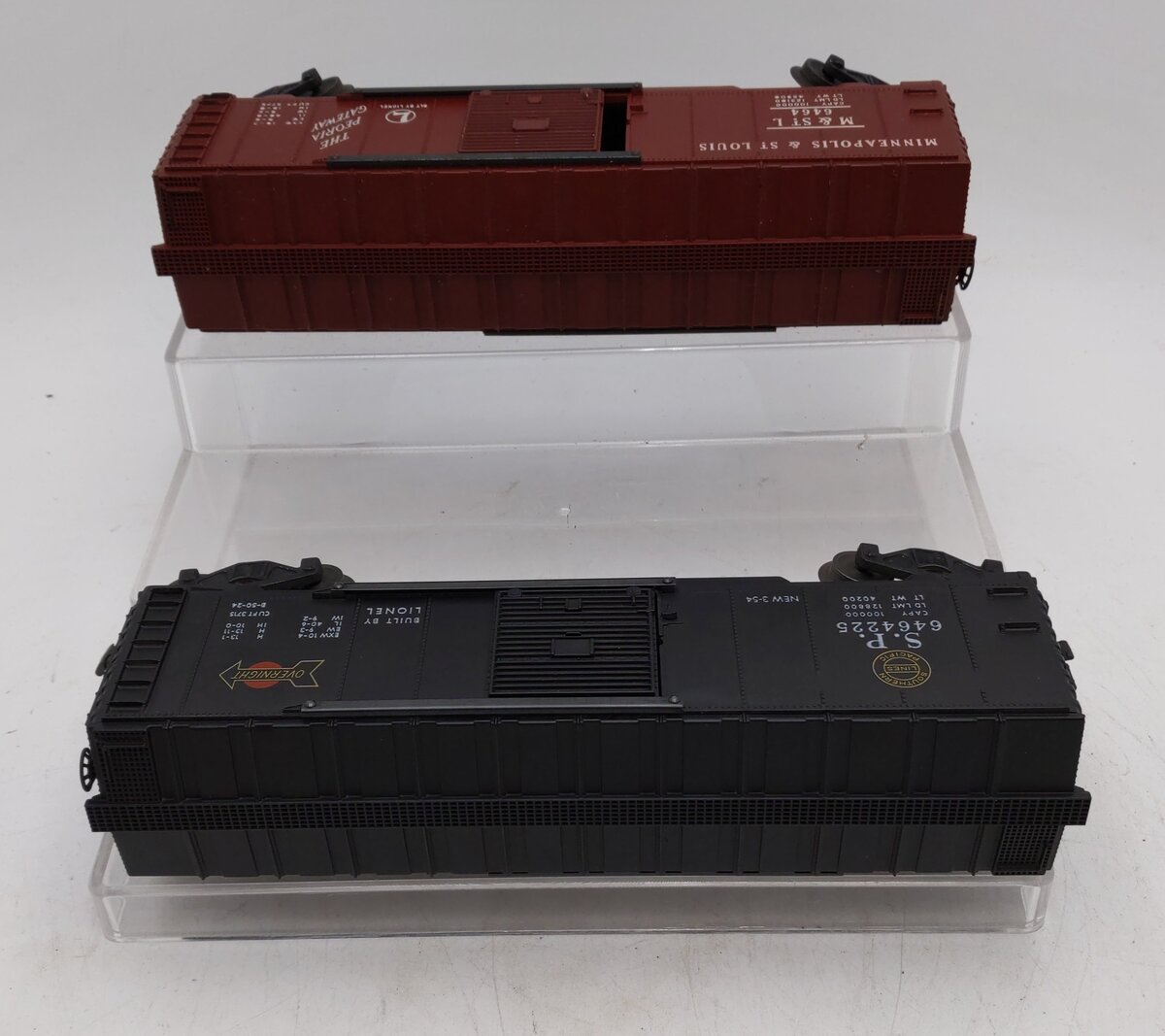 Lionel Vintage O Gauge 6464-50 M&St.L Boxcar & 6464-225 Southern Pacific Boxcar VG/Box