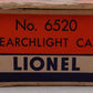 Lionel 6520 Vintage O Green Generator Operating Searchlight Car - Rare VG/Box