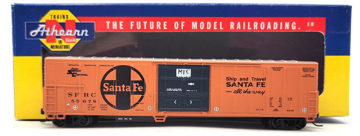 Athearn 11125 N Scale Santa Fe 57' Mechanical Reefer Car #55678 LN/Box