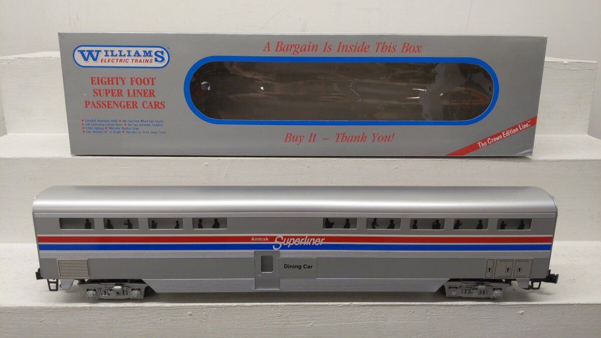 Williams O Gauge Amtrak Superliner Aluminum Dining Car EX/Box