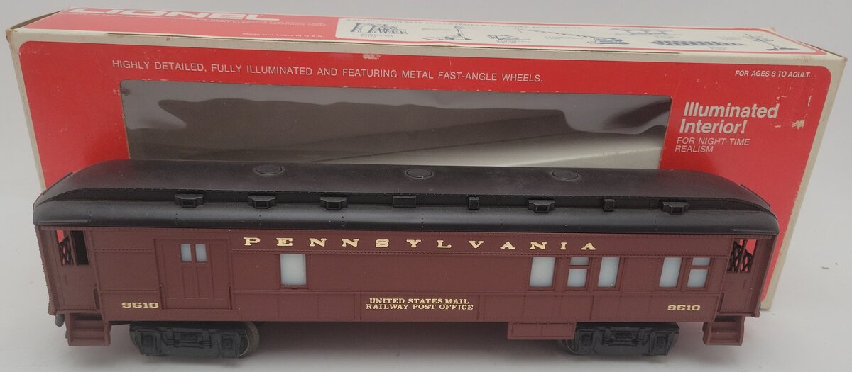 Lionel 6-9510 O Gauge Pennsylvania Mail Combo Baggage/Passenger Car EX/Box