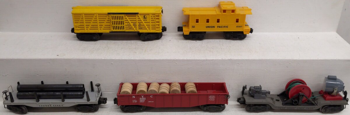 Lionel Vintage O Gauge Assorted Freight Cars: 6462, 6656, 6167, 3650 [5] EX