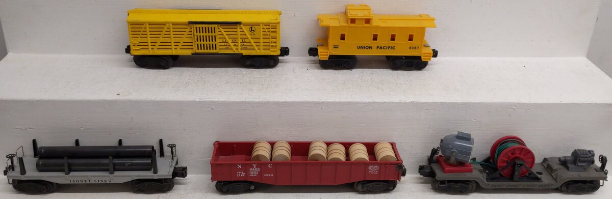 Lionel Vintage O Gauge Assorted Freight Cars: 6462, 6656, 6167, 3650 [5] EX