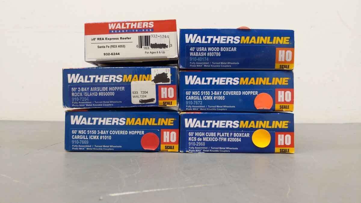 Walthers HO Assorted Freight Cars 1010, 1065, 20084, 4053, 80786, 890000[6] EX/Box