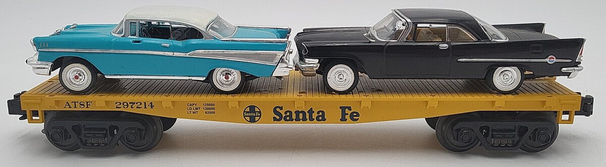 MTH  297214 O Gauge Santa Fe Flat Car w/Cars EX