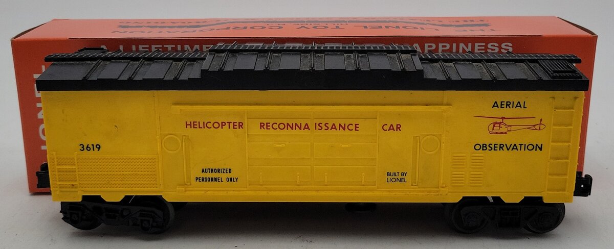 Lionel 3619 Vintage O Operating Helicopter Reconnaissance Car VG