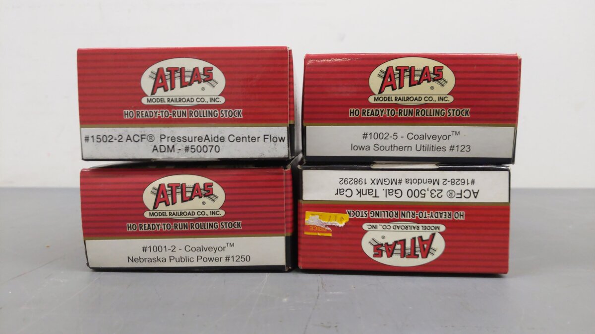 Atlas HO Assorted Freight Cars 198292, 99, 1250, 50070 [4] EX/Box