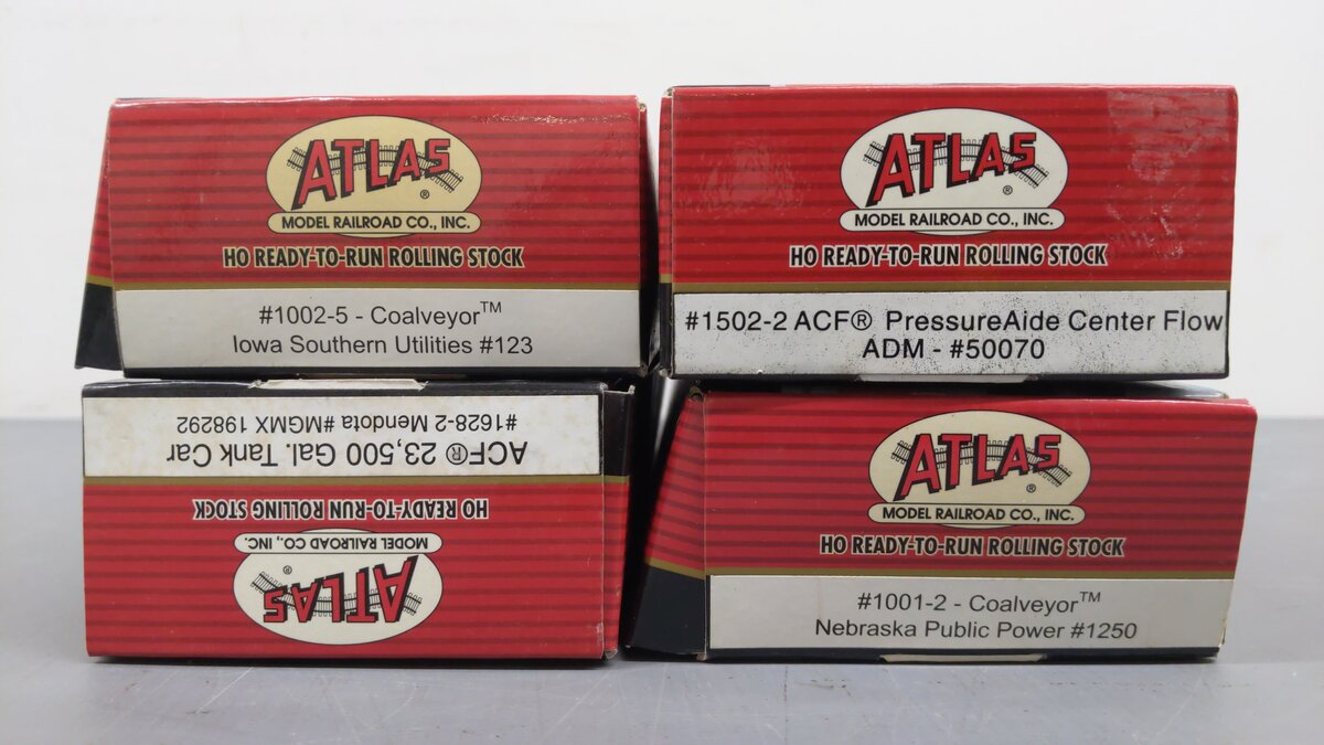 Atlas HO Assorted Freight Cars 198292, 99, 1250, 50070 [4] EX/Box
