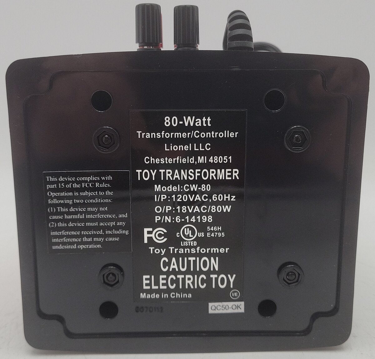Lionel 6-14198 O CW-80 80 Watt Transformer EX/Box