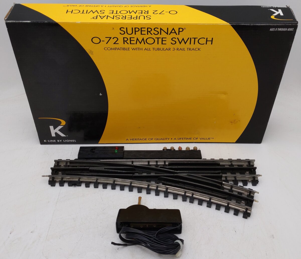 K-Line 6-21400 O SuperSnap 72" Right Hand Remote Switch Turnout VG/Box