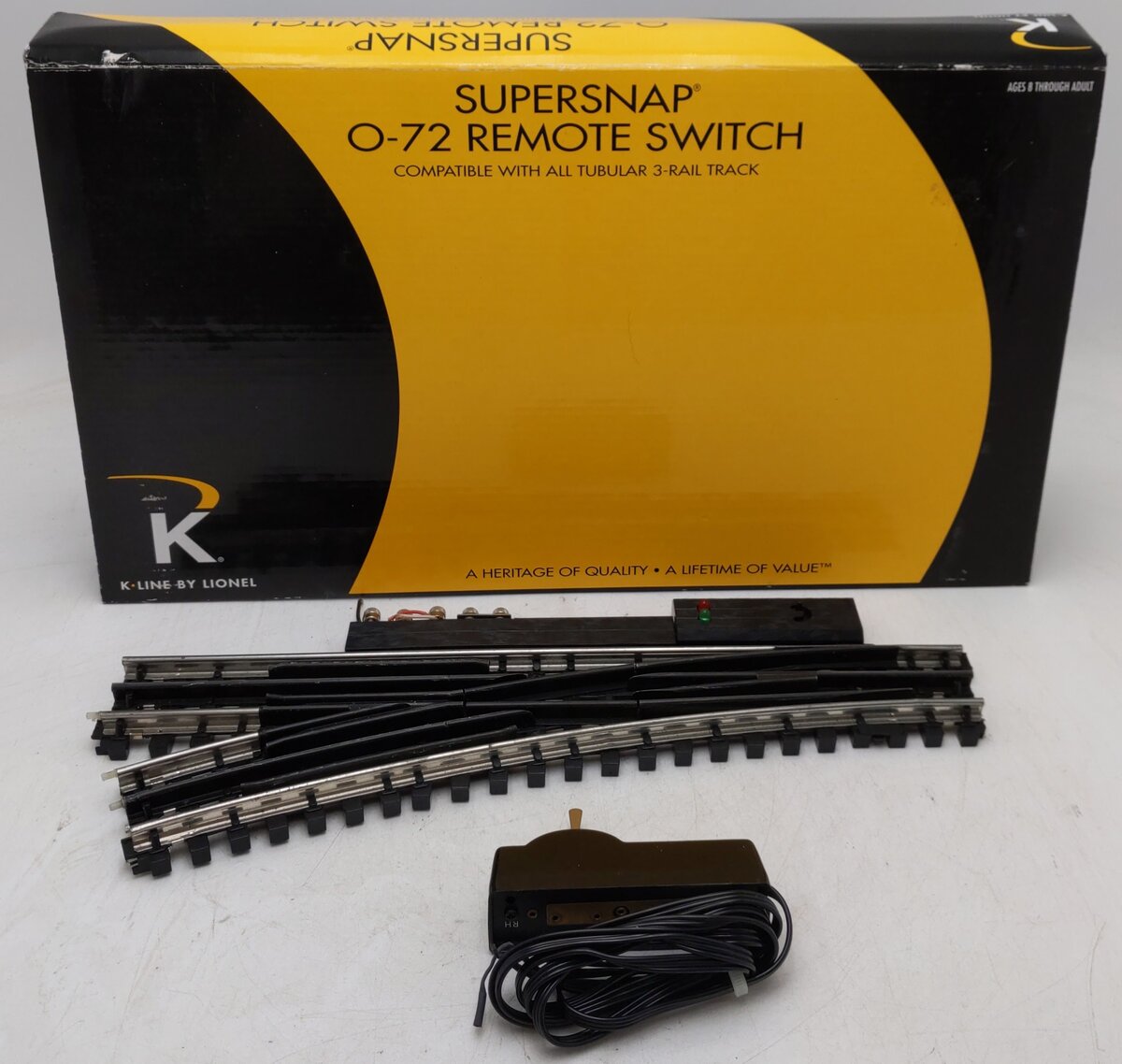 K-Line 6-21399 O SuperSnap 72" Left Hand Remote Switch Turnout VG/Box