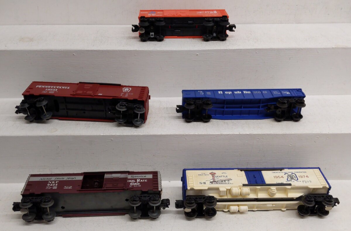 Lionel O Gauge Assorted Freight Cars: #9864 #6404 #19751 #9136 #9040 [5] VG