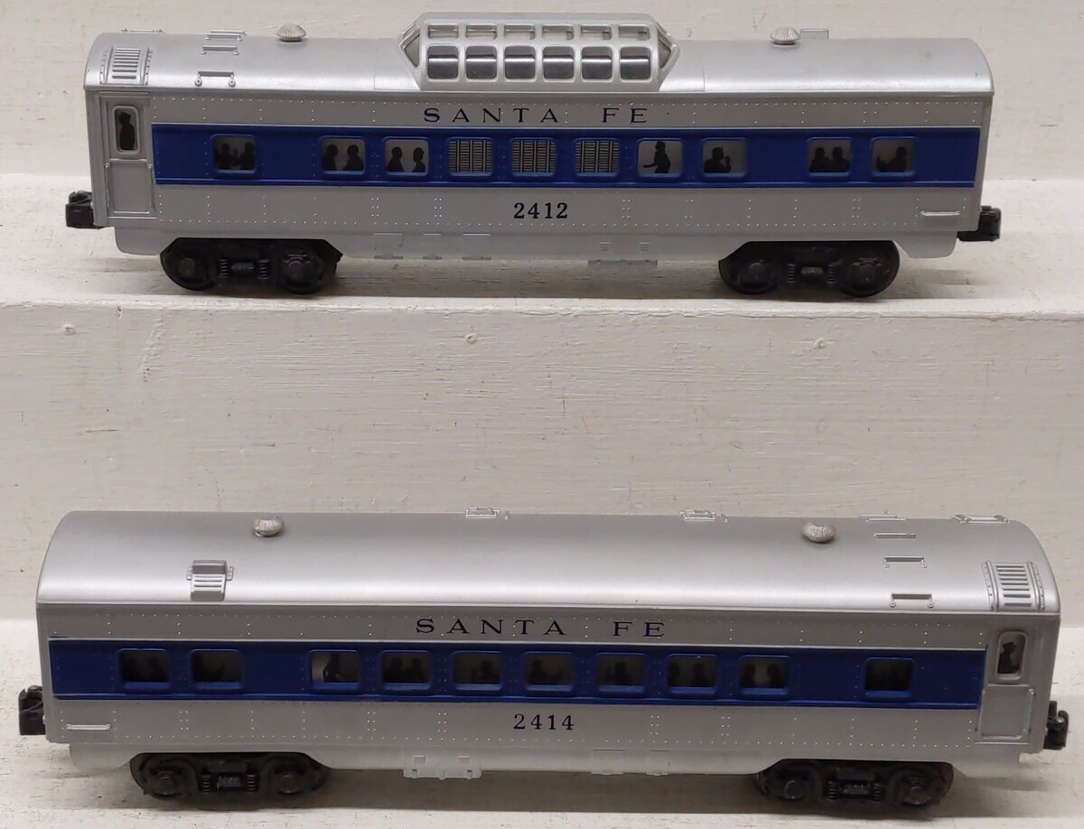 Lionel O Gauge Blue Striped Passengers Cars 2414, 2412 [2] VG