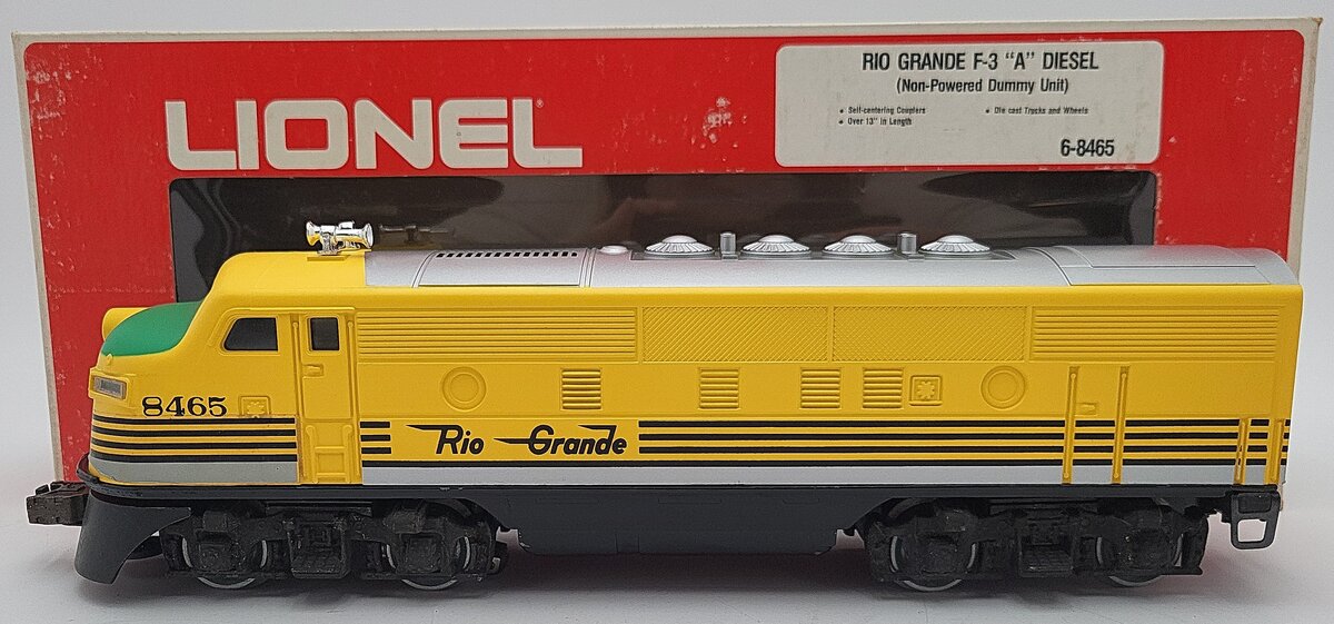 Lionel 6-8465 O Gauge Rio Grande F3A Dummy Diesel Locomotive EX/Box