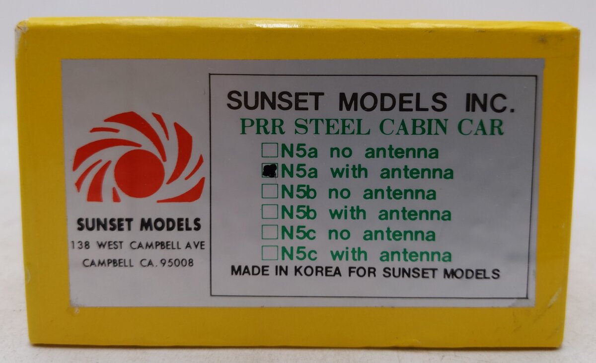 Sunset Models N5A HO Brass Pennsylvania Railroad Steel Cabin Car (w/ Antenna) EX/Box