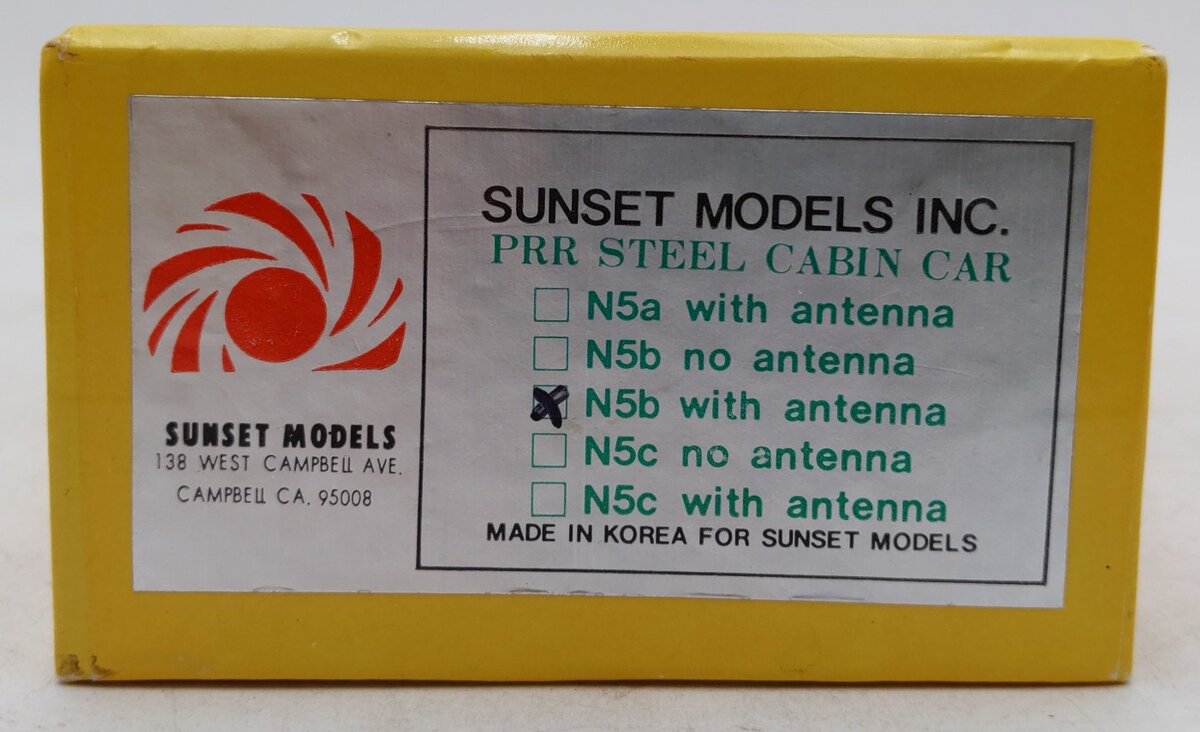 Sunset Models N5b BRASS HO Scale PRR N5b Steel Cabin Car with Antenna (Painted) VG/Box