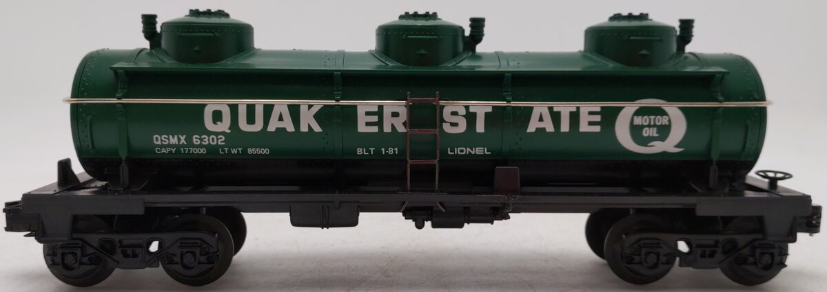 Lionel 6-6302 O Gauge Quaker State Triple Dome Tank Car EX/Box