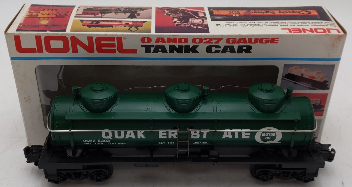 Lionel 6-6302 O Gauge Quaker State Triple Dome Tank Car EX/Box